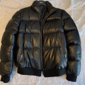 GANT Men's Black Leather Puffer Coat Size M